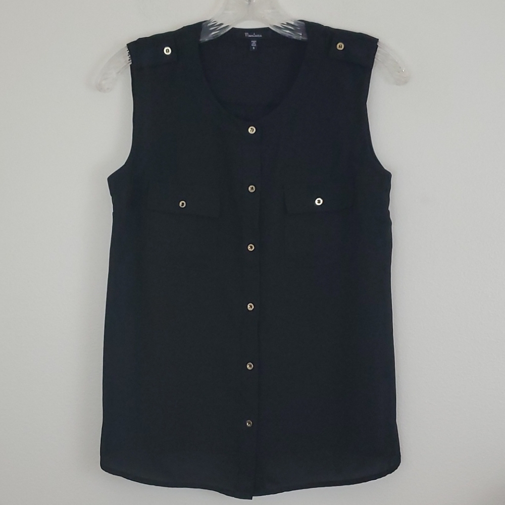Manteau Black Sleeveless Semi Sheer Top S